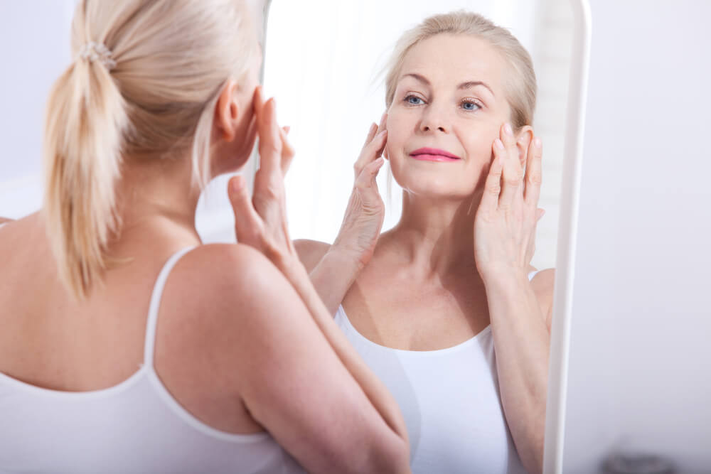 Woman looking at loss of firmness in her skin