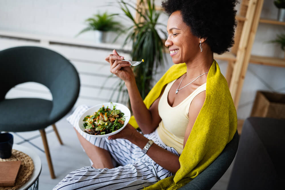 Woman eating healthy food