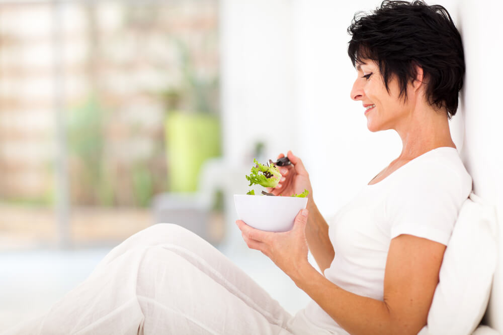 Woman eating healthy food