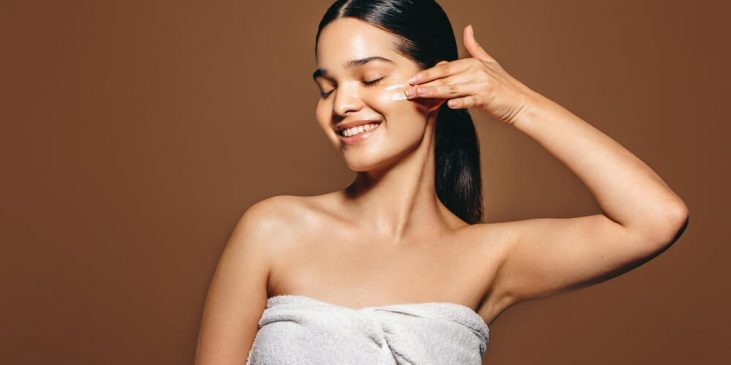 girl applying cream