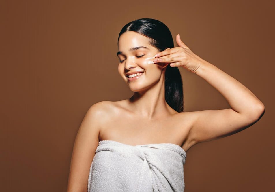 girl applying cream