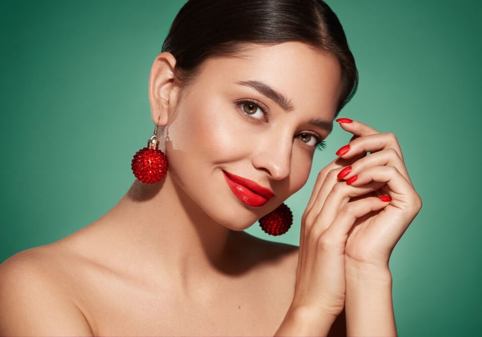 woman holiday party skincare