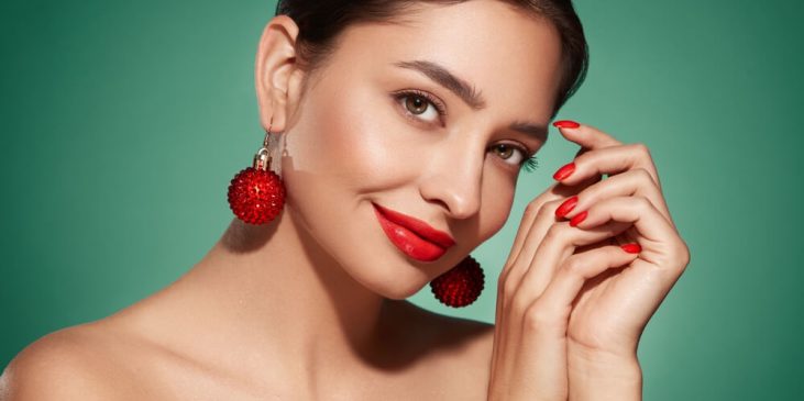 woman holiday party skincare